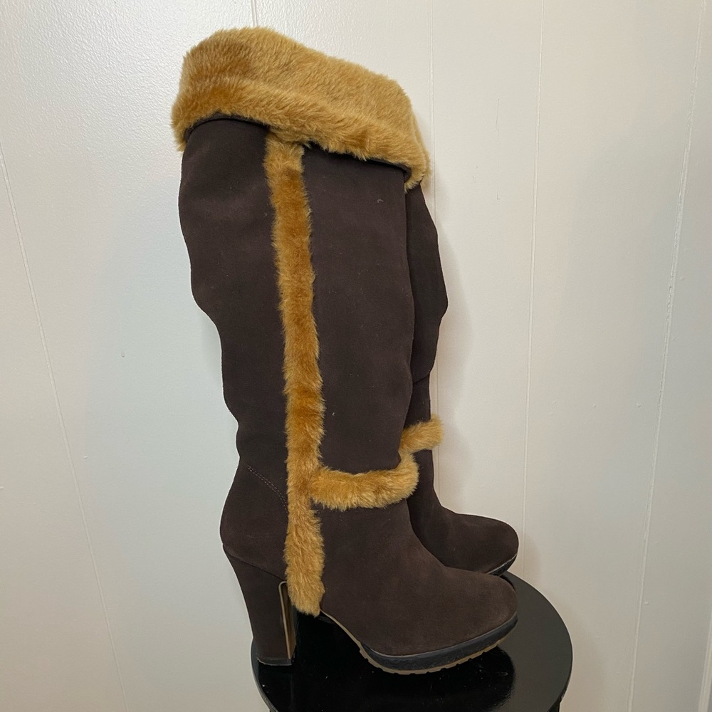 BOSTON PROPER SUEDE/FUR BOOTS